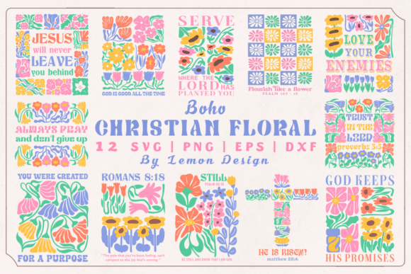 Boho Christian Floral SVG Bundle for Graphics and Crafts