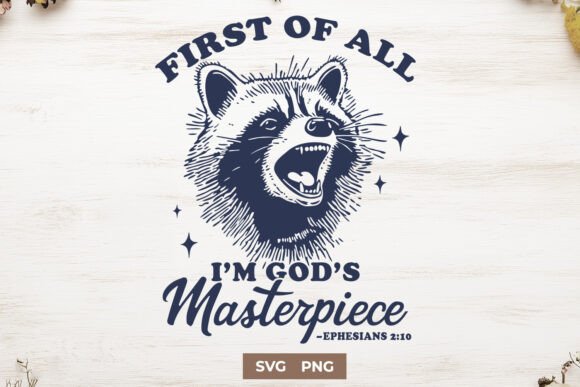 Funny Christian Raccoon SVG PNG Design for Graphics and Crafts