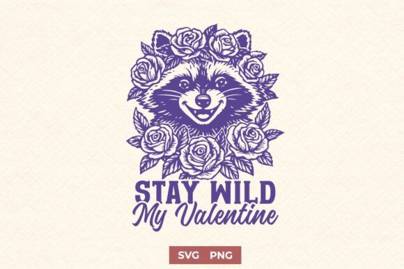 Raccoon Valentine SVG PNG Stay Wild: Graphics for Crafts