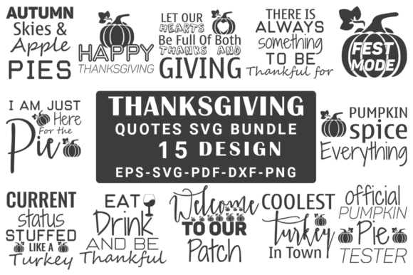 Thanksgiving Quotes SVG Design Bundle for Graphics and Crafts